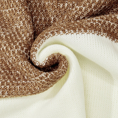 Men’s Color Block Cable Knit Pullover – Casual Long Sleeve Sweater