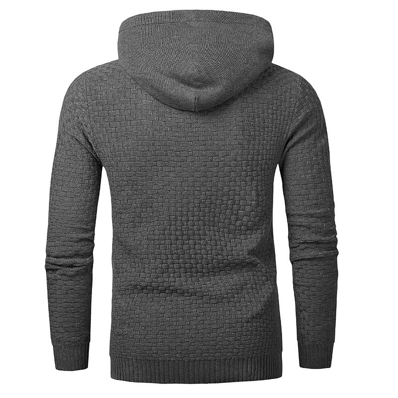 Men’s Knitted Hoodie Sweater – Long Sleeve Pullover for Autumn & Winter