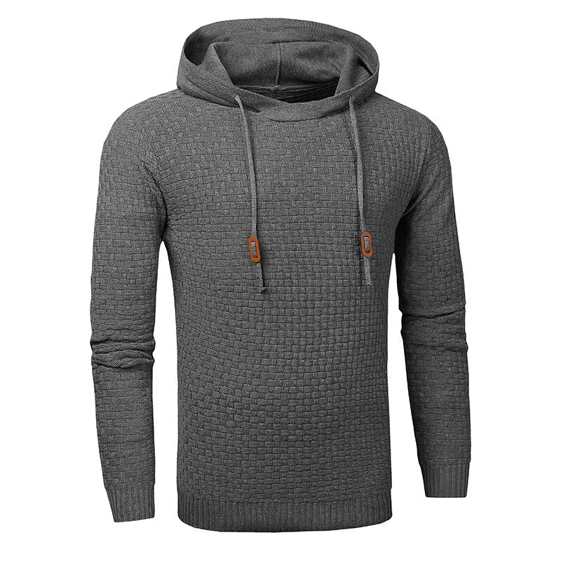 Men’s Knitted Hoodie Sweater – Long Sleeve Pullover for Autumn & Winter