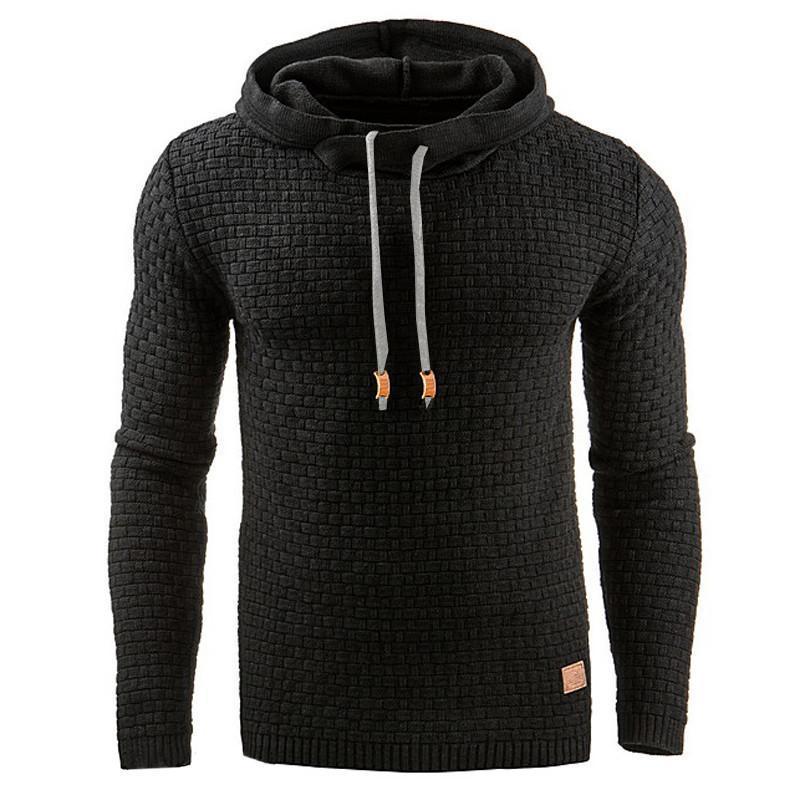 Men’s Knitted Hoodie Sweater – Long Sleeve Pullover for Autumn & Winter