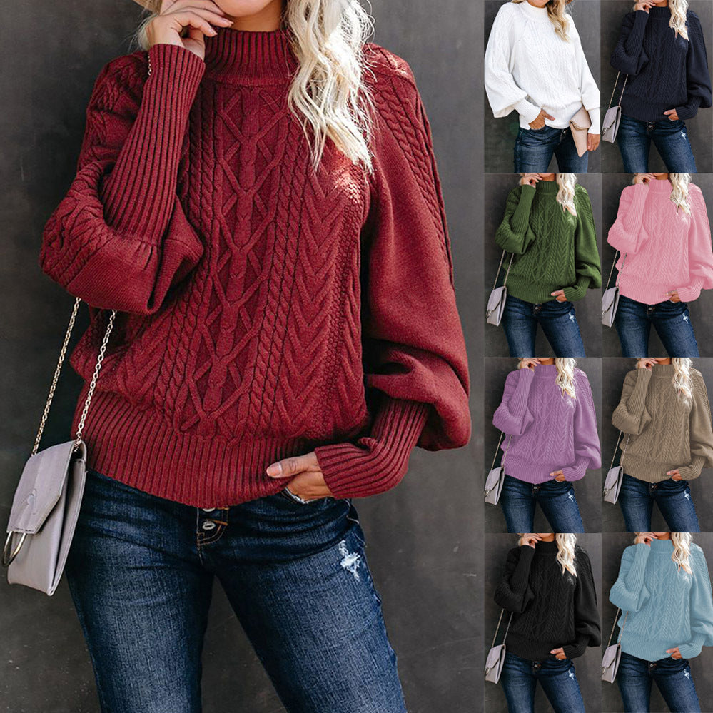 New Style Medium Neck Sweater Women's Loose Long Sleeve