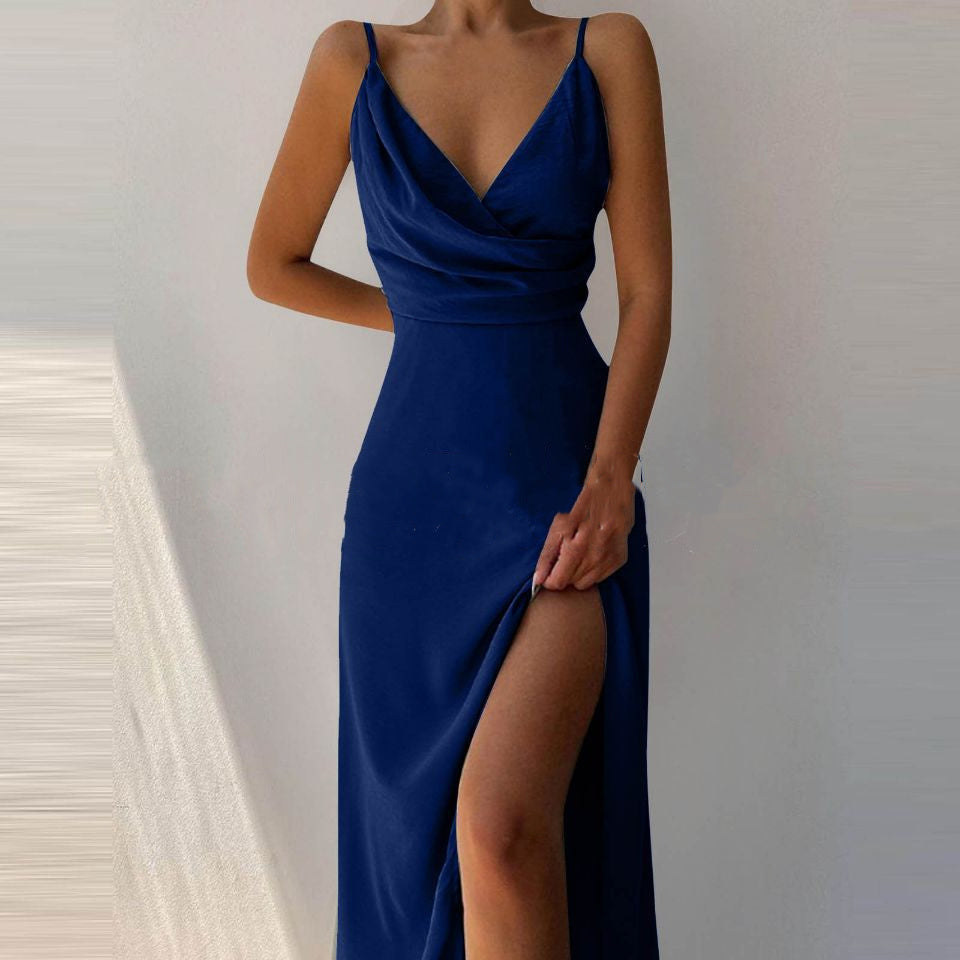 Women’s V-Neck Slit Sling Dress – Sexy Summer Fashion