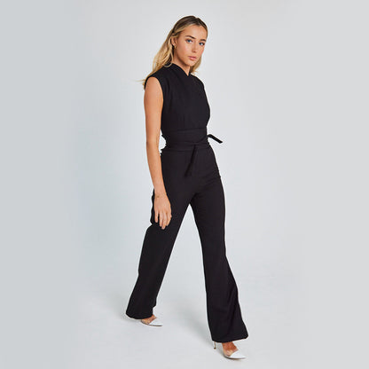 Women’s V-Neck Sleeveless Wide-Leg Jumpsuit – Elegant Summer Style