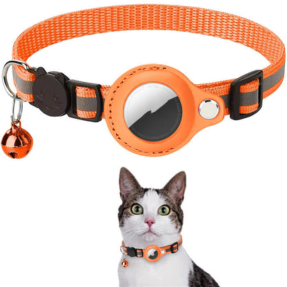 Reflective Nylon Pet Collar with Airtag Holder Waterproof Case for Dogs and Cats