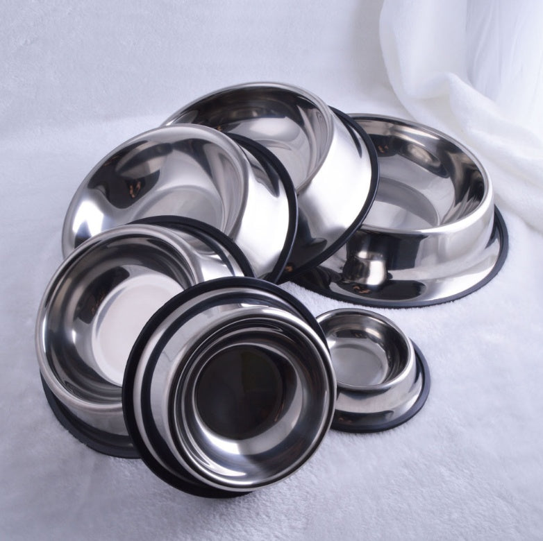Classic Stainless Steel Pet Feeding Bowls Dogs and Cats