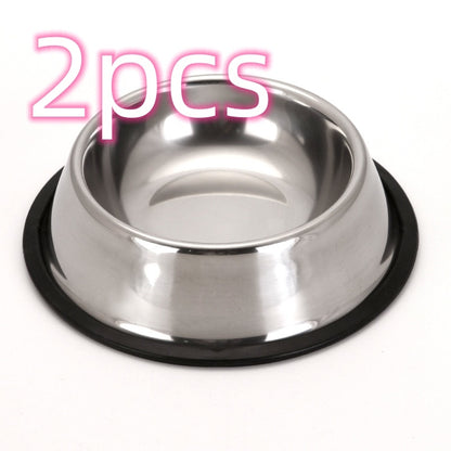 Classic Stainless Steel Pet Feeding Bowls Dogs and Cats