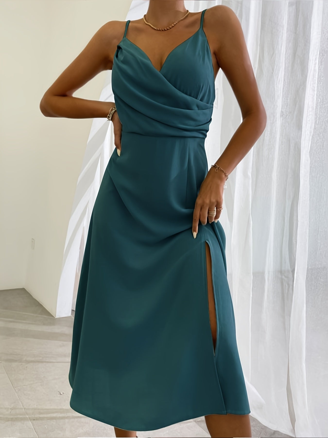 Women’s V-Neck Slit Sling Dress – Sexy Summer Fashion