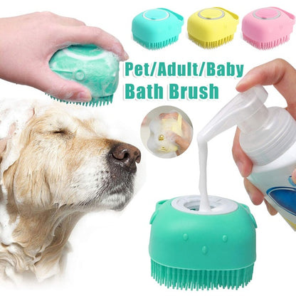 2-in-1 Silicone Pet Bath & Massage Glove – Grooming Brush with Shampoo Dispenser