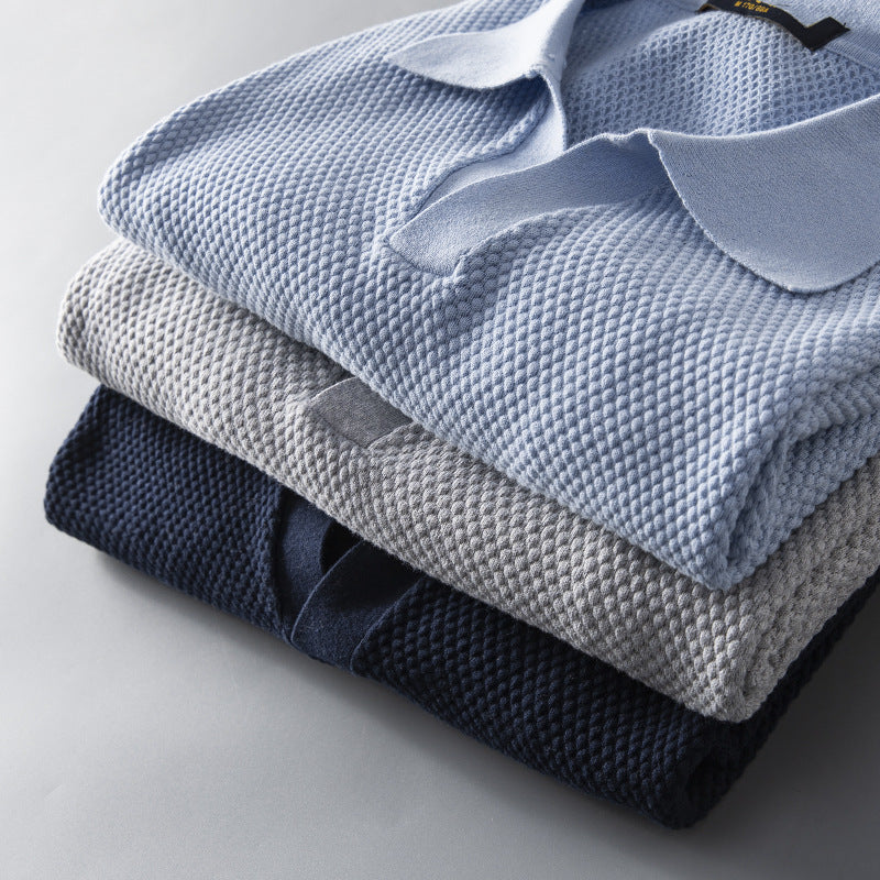 Men’s V Knit Lapel Short Sleeve Top – Casual Summer Fashion Shirt