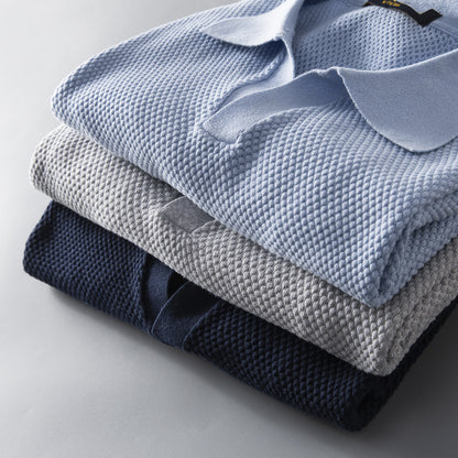 Men’s V Knit Lapel Short Sleeve Top – Casual Summer Fashion Shirt