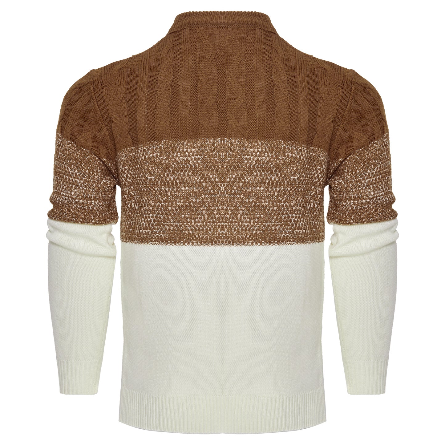 Men’s Color Block Cable Knit Pullover – Casual Long Sleeve Sweater