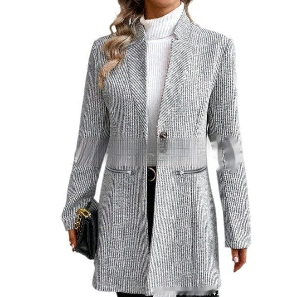Women’s Woolen Zipper Jacket – European & American Style