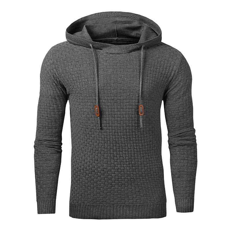 Men’s Knitted Hoodie Sweater – Long Sleeve Pullover for Autumn & Winter