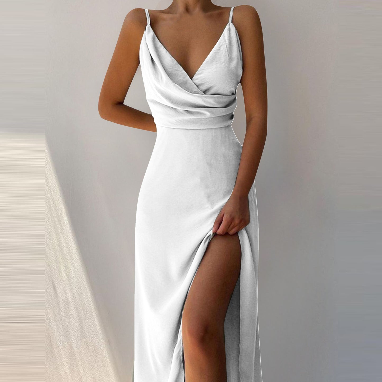 Women’s V-Neck Slit Sling Dress – Sexy Summer Fashion