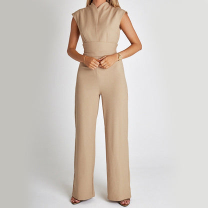 Women’s V-Neck Sleeveless Wide-Leg Jumpsuit – Elegant Summer Style