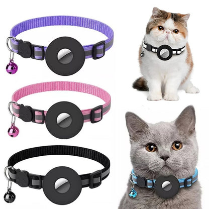 Reflective Nylon Pet Collar with Airtag Holder Waterproof Case for Dogs and Cats