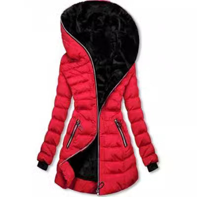 Hooded Warm Fleece Padded Jacket Mid-length Jacket