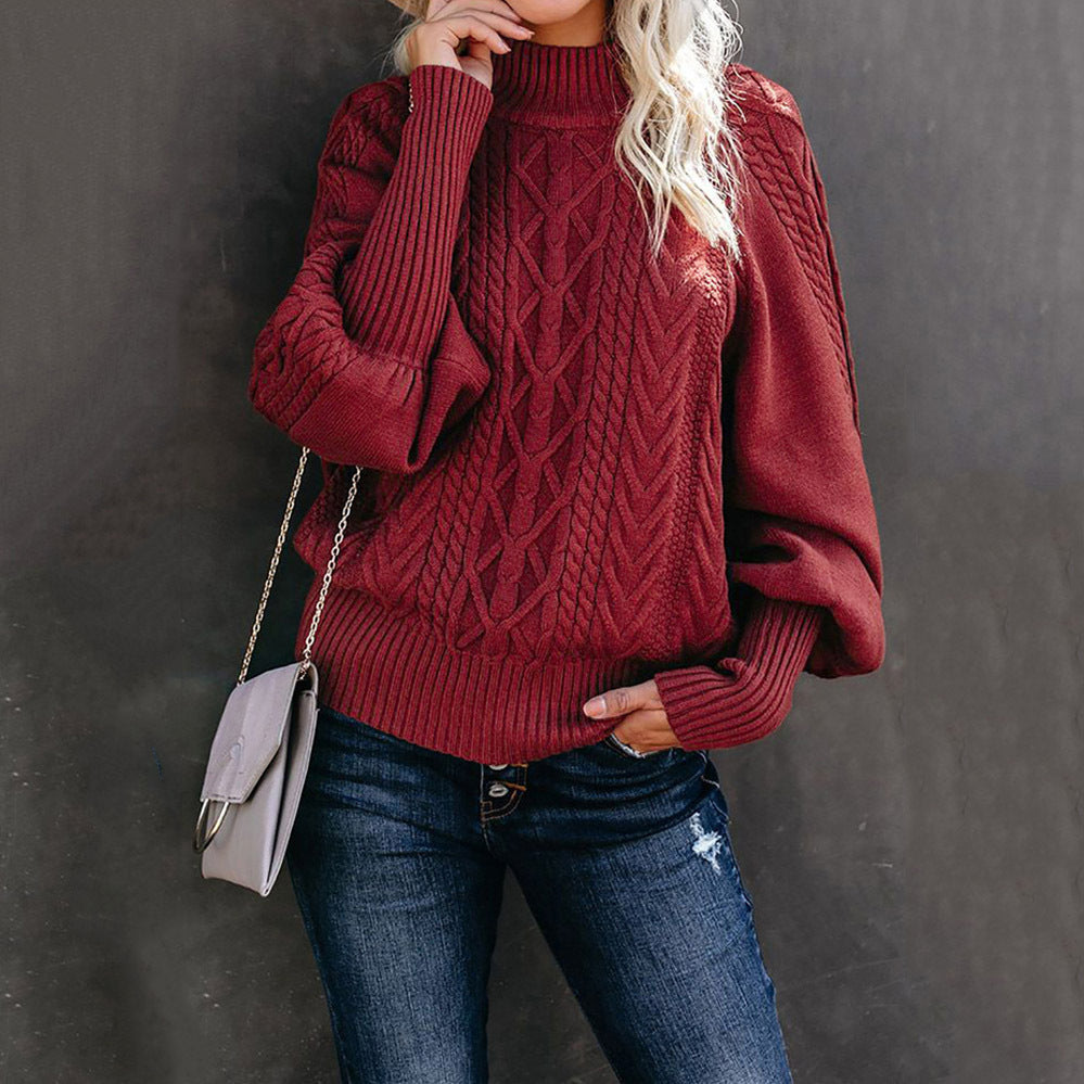 New Style Medium Neck Sweater Women's Loose Long Sleeve