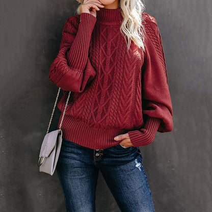 New Style Medium Neck Sweater Women's Loose Long Sleeve