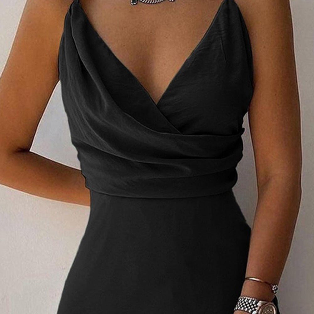 Women’s V-Neck Slit Sling Dress – Sexy Summer Fashion