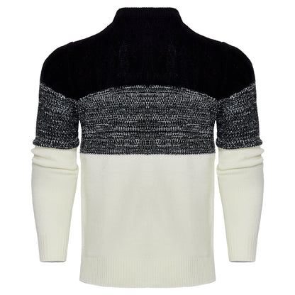 Men’s Color Block Cable Knit Pullover – Casual Long Sleeve Sweater