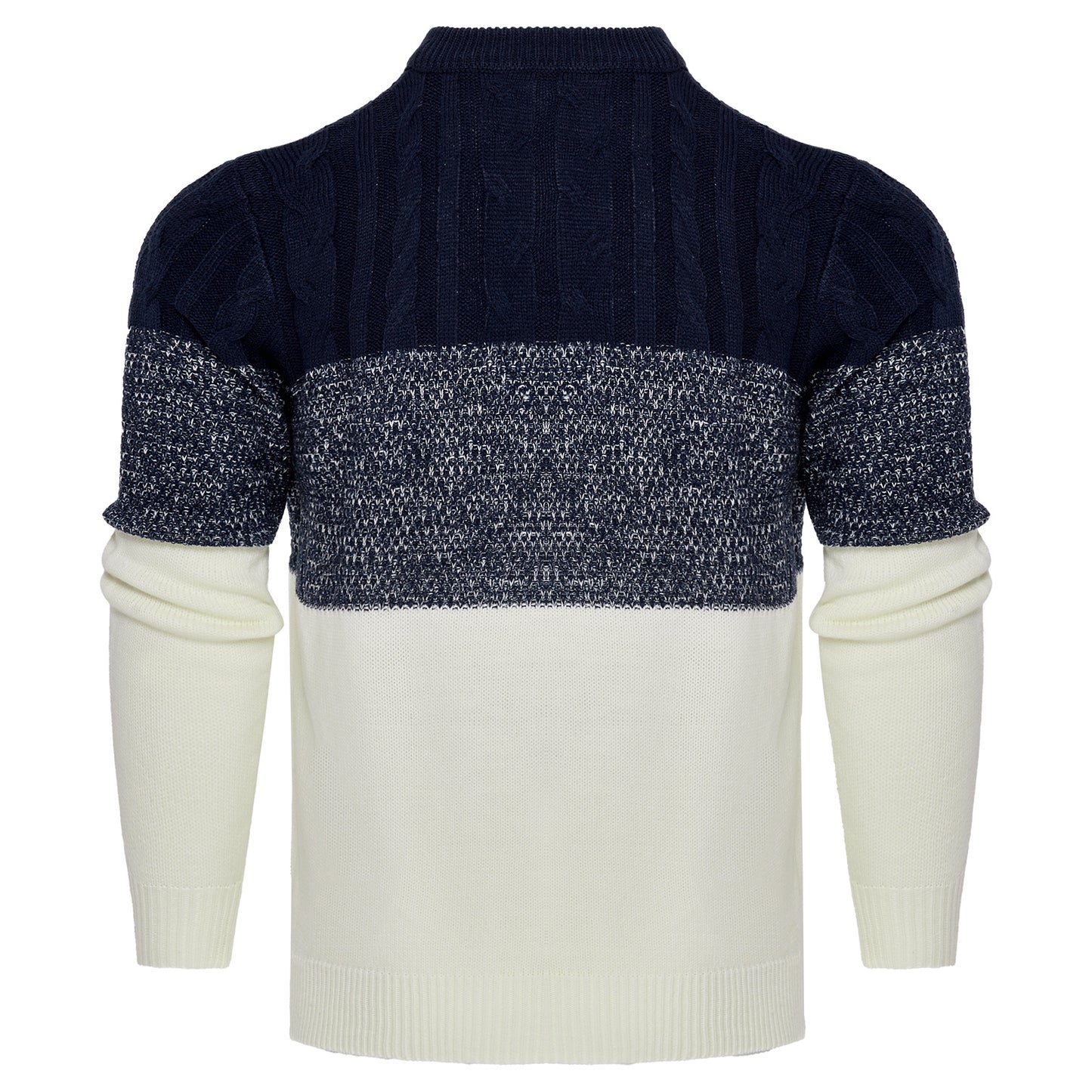 Men’s Color Block Cable Knit Pullover – Casual Long Sleeve Sweater